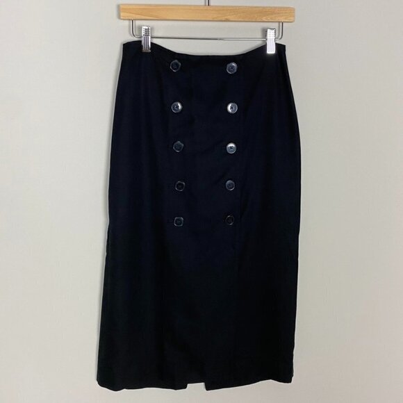 Club Monaco Double Breasted Pencil Midi Skirt Black - Picture 1 of 5